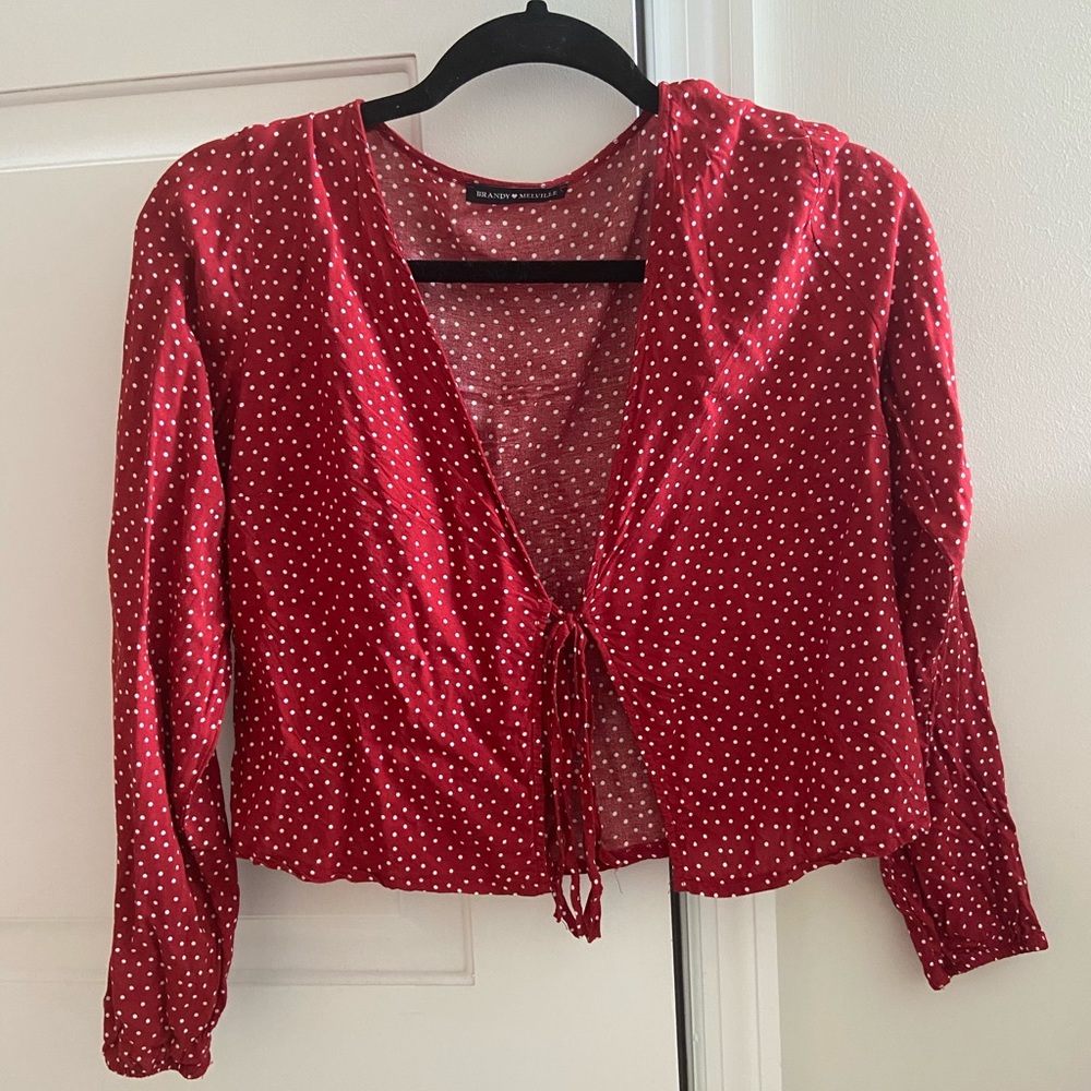 Red/white polka dot Brandy Melville top